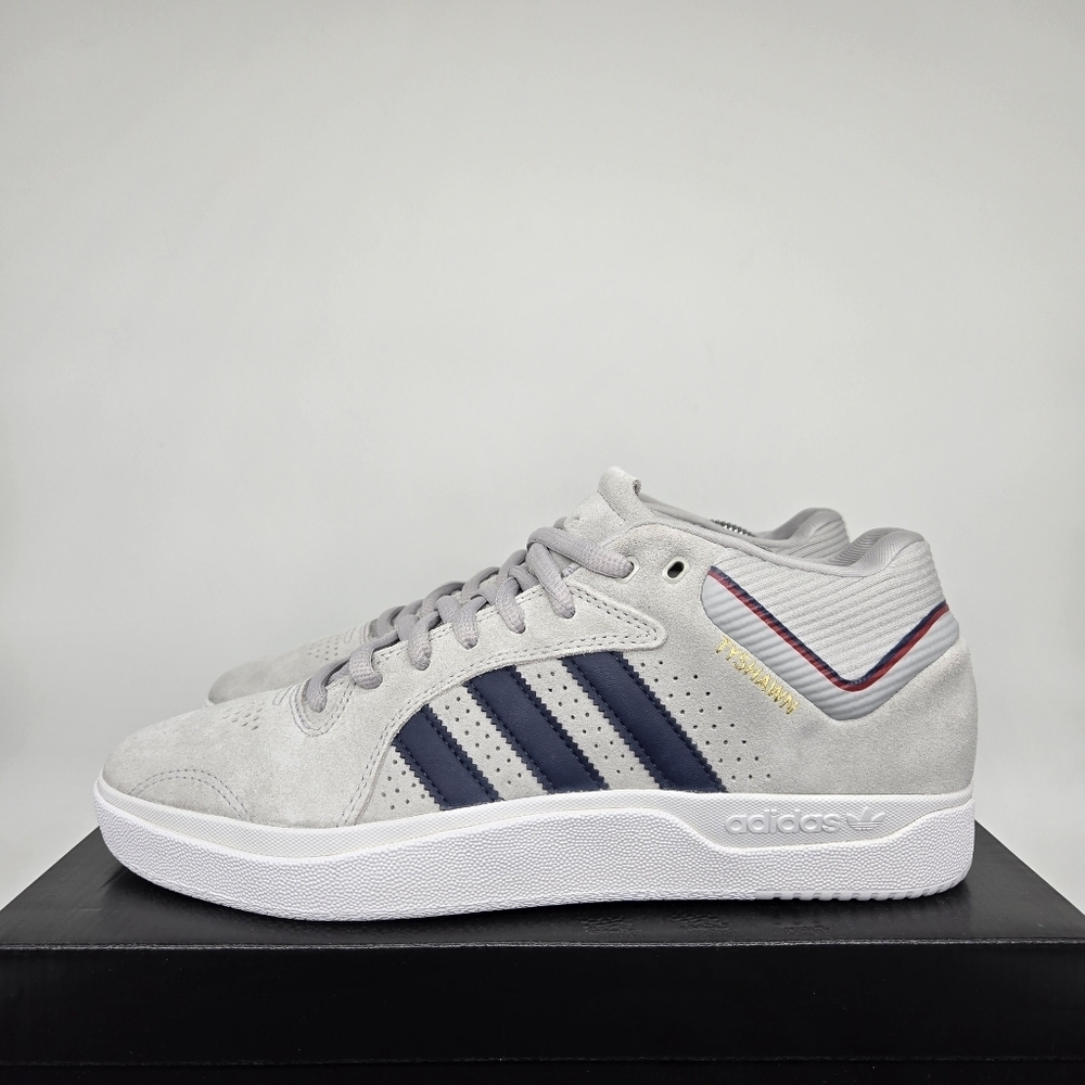 adidas Tyshawn Mid Grey Collegiate Navy Suede Men's Skateboarding Shoe Size 11.5